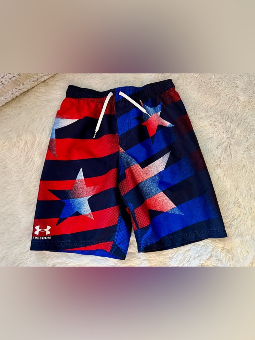 Under Armour Patriotic Red, Navy & Royal Blue Star Print Swim Shorts